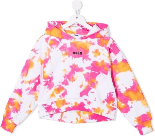MSGM Kids Hoodie met tie-dye print Wit