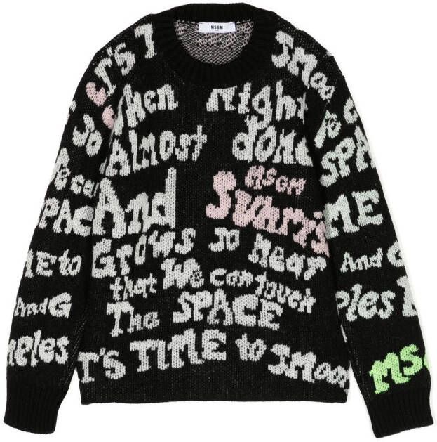 MSGM Kids Intarsia trui Zwart
