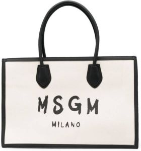 MSGM Kids Shopper met logoprint Beige