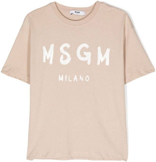MSGM Kids T-shirt met logoprint Beige