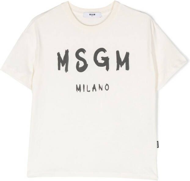 MSGM Kids T-shirt met logoprint Beige
