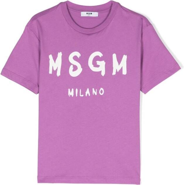 MSGM Kids T-shirt met logoprint Paars