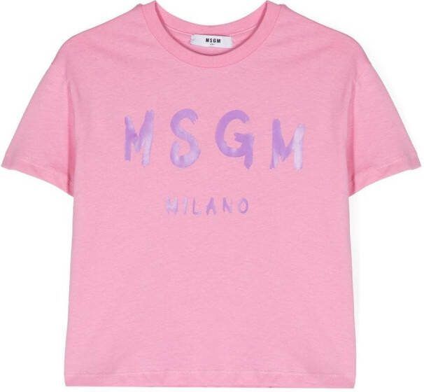 MSGM Kids T-shirt met logoprint Roze