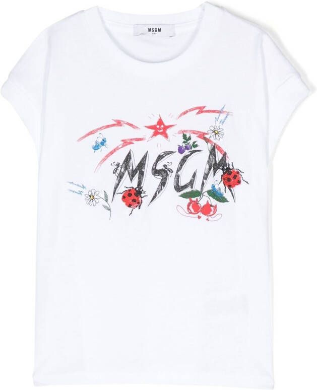 MSGM Kids T-shirt met logoprint Wit