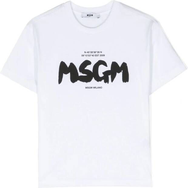 MSGM Kids T-shirt met logoprint Wit