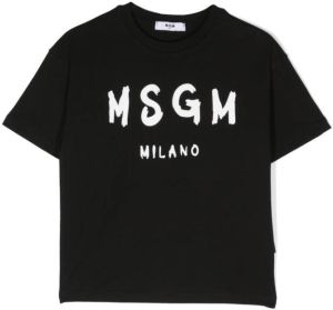 MSGM Kids logo-print cotton T-shirt Zwart