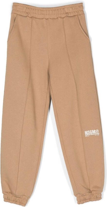 MSGM Kids Trainingsbroek met logoprint Beige