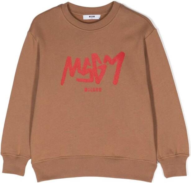 MSGM Kids Sweater met logoprint Bruin