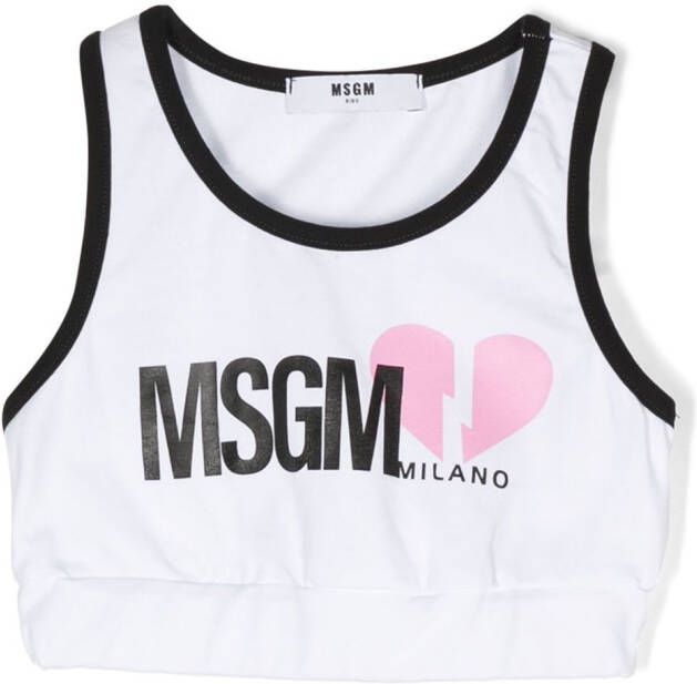 MSGM Kids Tanktop met logoprint Wit