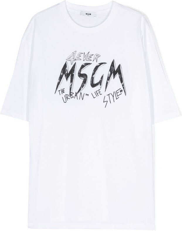 MSGM Kids T-shirt met logoprint Wit