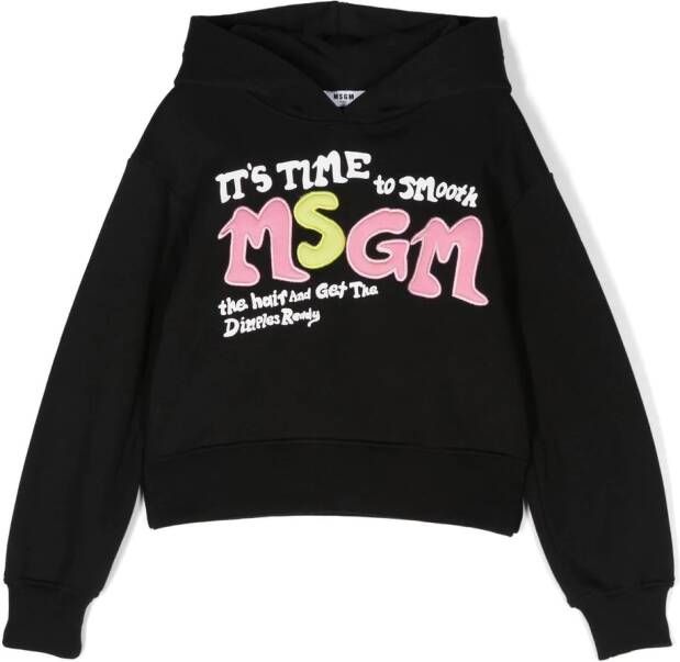 MSGM Kids Hoodie met logoprint Zwart