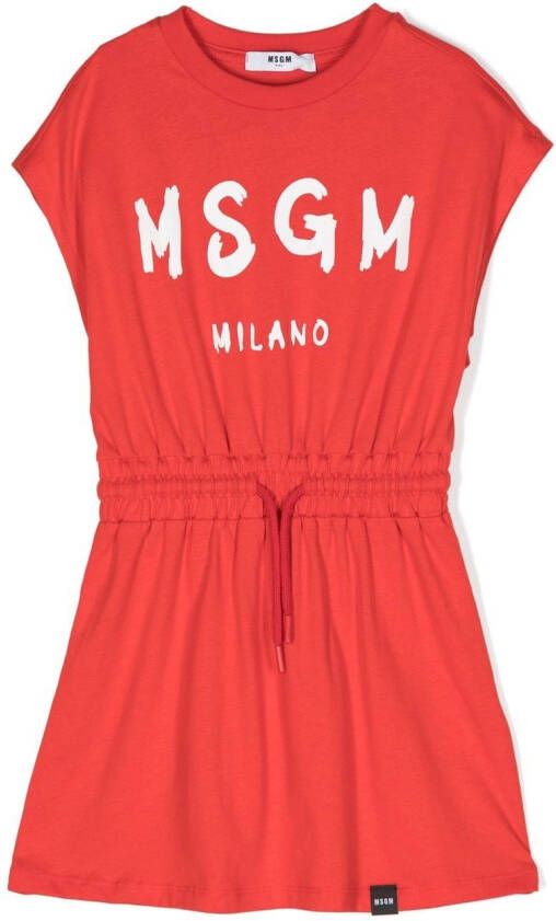 MSGM Kids T-shirtjurk met logoprint Rood