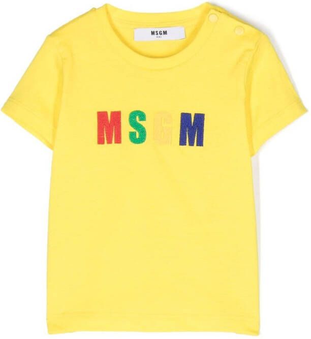 MSGM Kids T-shirt met logoprint Geel