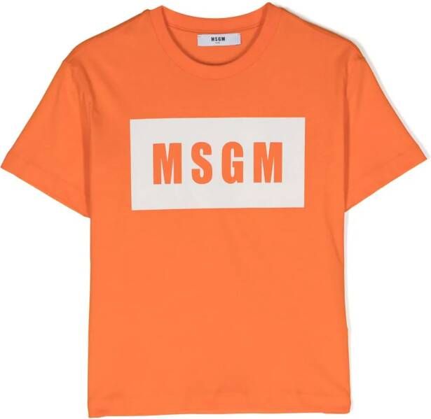 MSGM Kids Sweater met logoprint Oranje