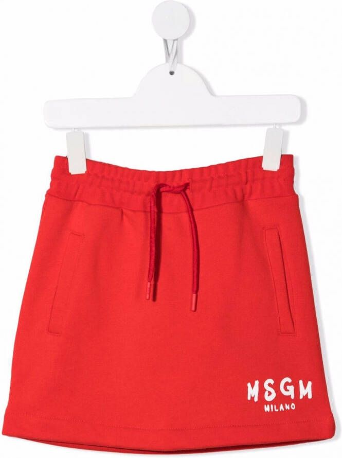 MSGM Kids Mini-rok met logoprint Rood