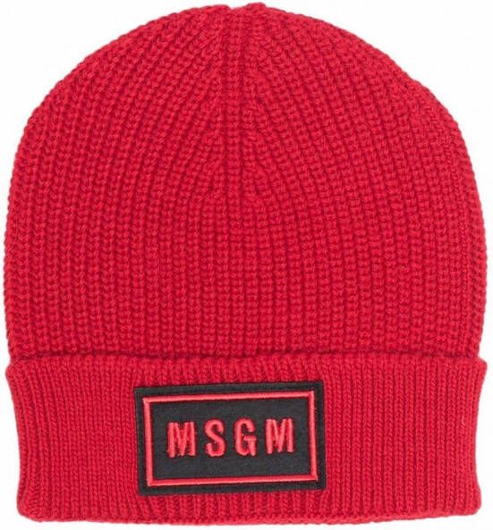 MSGM Kids Ribgebreide muts Rood