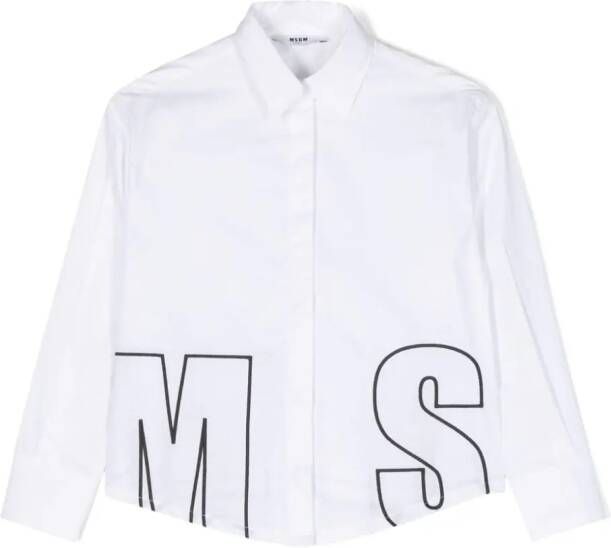 MSGM Kids Shirt met geborduurd logo Wit