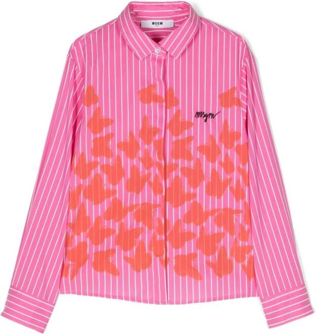 MSGM Kids Shirt met vlinderprint Roze