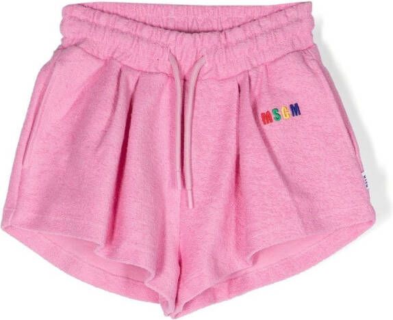 MSGM Kids Shorts met geborduurd logo Roze