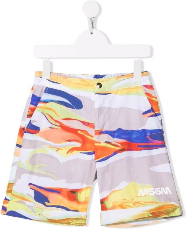 MSGM Kids Shorts met print Oranje