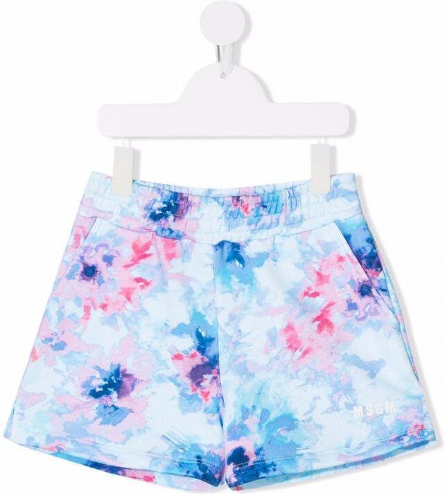 MSGM Kids Shorts met tie-dye print Blauw