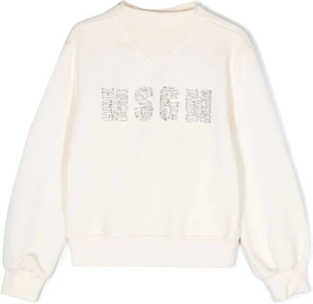 MSGM Kids Sweater met logo Beige