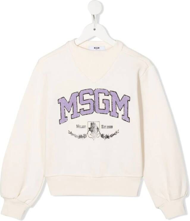 MSGM Kids Sweater met logo Beige