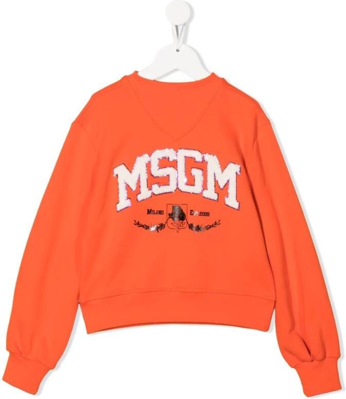 MSGM Kids Sweater met logo Oranje