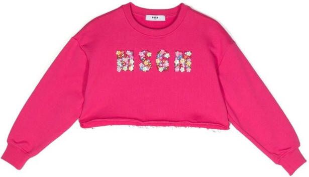 MSGM Kids Sweater met logopatch Roze