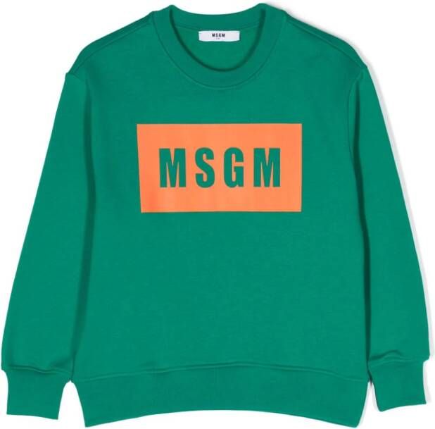 MSGM Kids Sweater met logoprint Groen