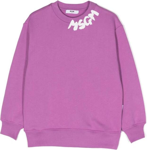 MSGM Kids Sweater met logoprint Paars