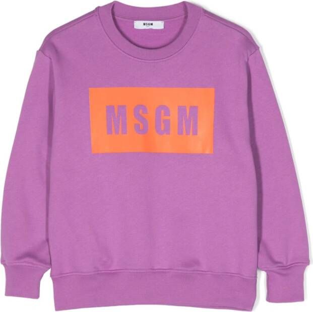 MSGM Kids Sweater met logoprint Paars