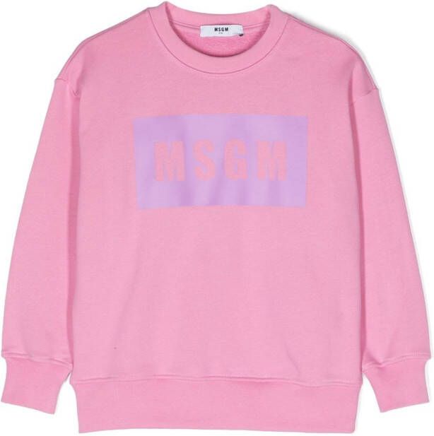 MSGM Kids Sweater met logoprint Roze