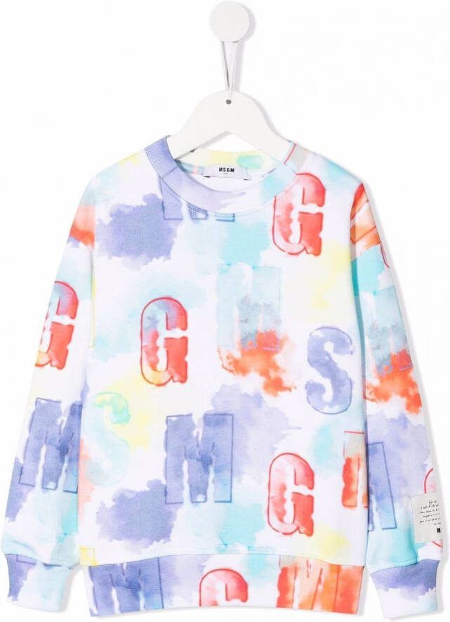 MSGM Kids Sweater met logoprint Wit