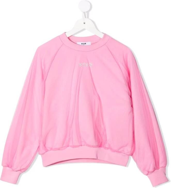 MSGM Kids Sweater met tulen laag Roze