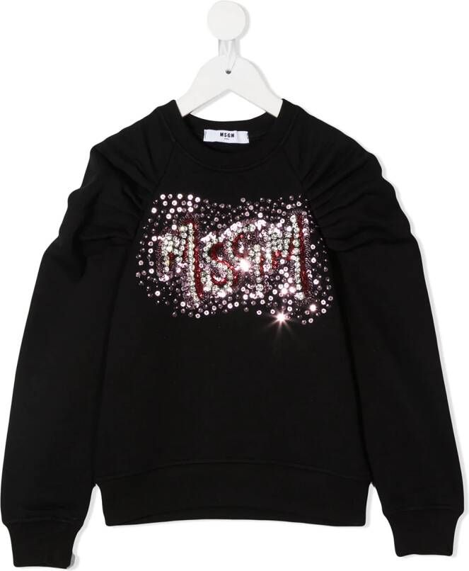 MSGM Kids Sweater verfraaid met pailletten Zwart