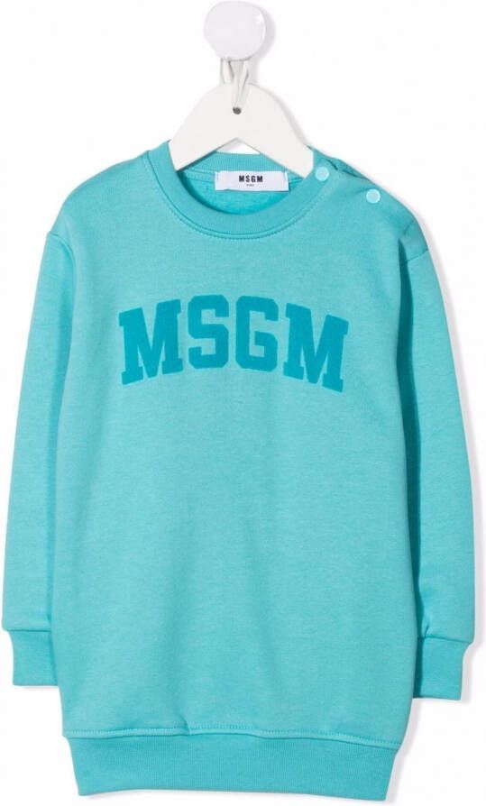 MSGM Kids Sweaterjurk met logoprint Blauw