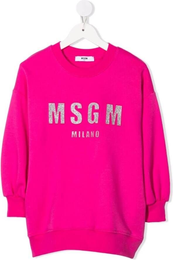 MSGM Kids Sweaterjurk met logoprint Roze