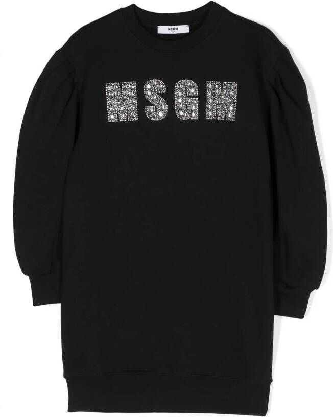 MSGM Kids Sweaterjurk verfraaid met logo Zwart