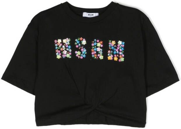 MSGM Kids T-shirt met bloemenprint Zwart