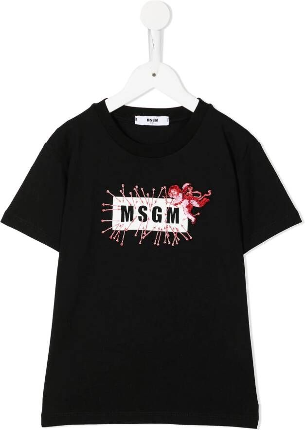 MSGM Kids T-shirt met borduurwerk Zwart