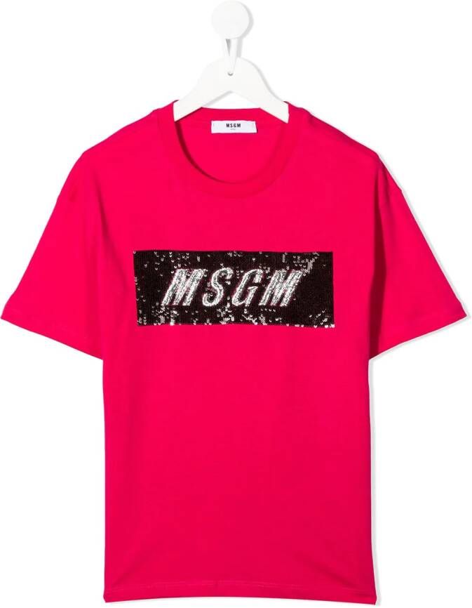 MSGM Kids T-shirt met logopatch Roze