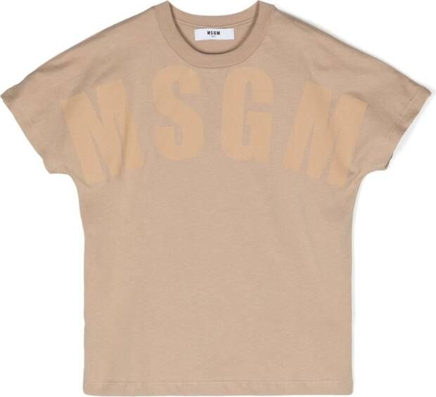 MSGM Kids T-shirt met logoprint Beige