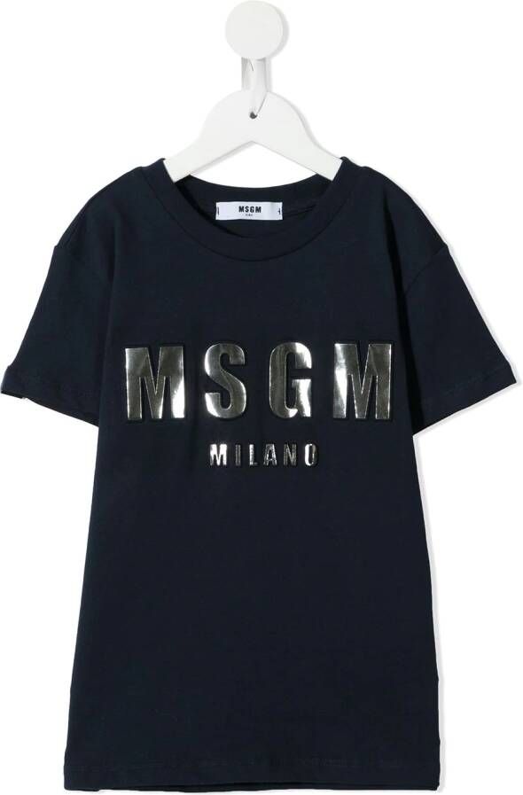 MSGM Kids T-shirt met logoprint Blauw