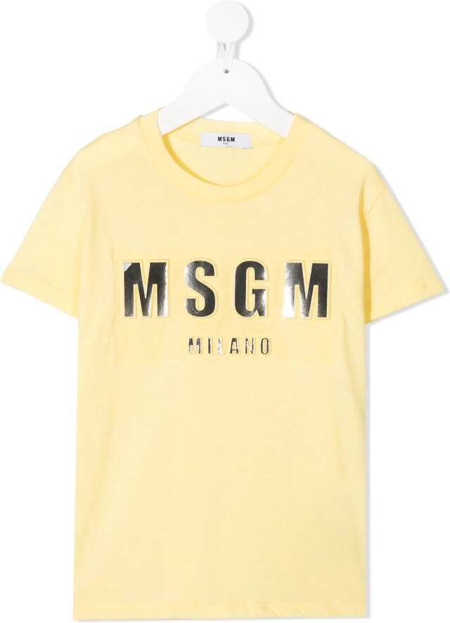 MSGM Kids T-shirt met logoprint Geel