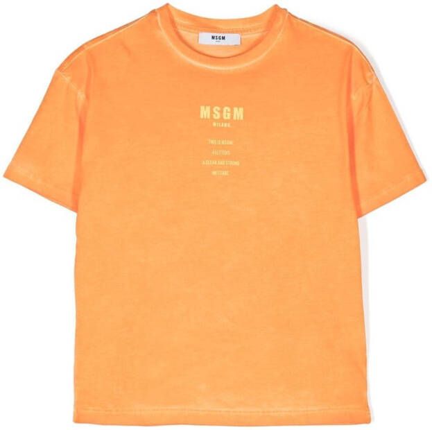 MSGM Kids T-shirt met logoprint Oranje