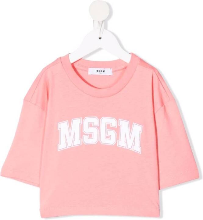 MSGM Kids T-shirt met logoprint Roze