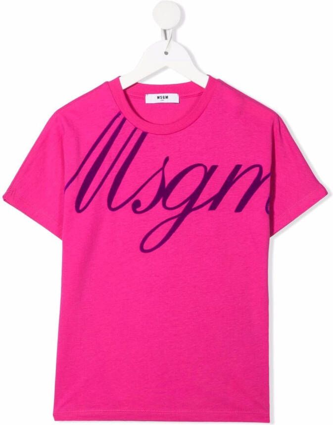 MSGM Kids T-shirt met logoprint Roze