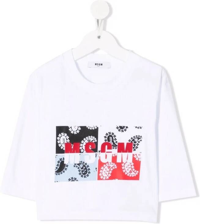 MSGM Kids T-shirt met logoprint Wit