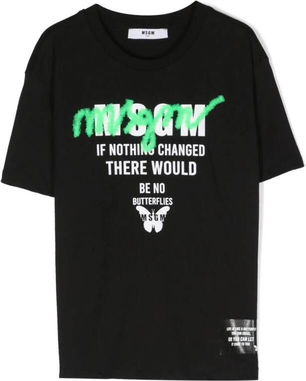 MSGM Kids T-shirt met logoprint Zwart